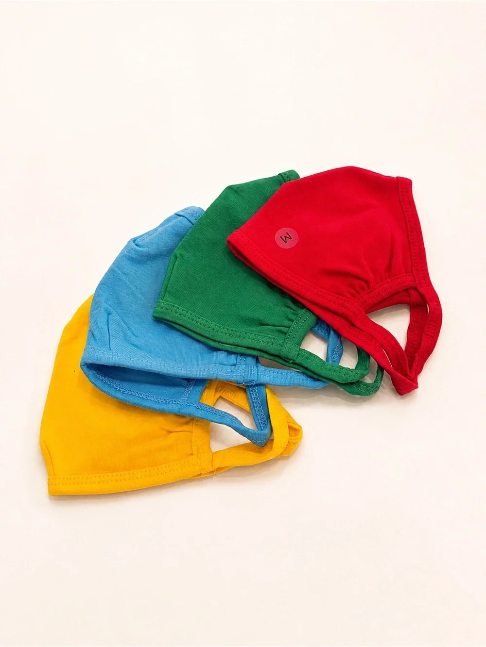 Kids 4-Pack Cotton Face Masks — Red, Green, Blue, Yellow